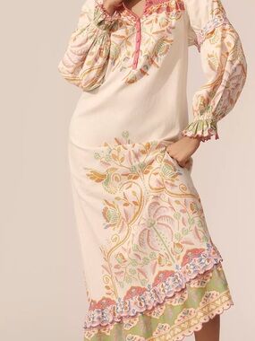 Farm Rio x Anthropologie Printed Linen Blend Dress
